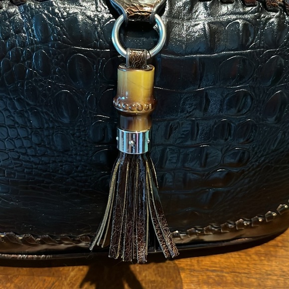 MC Marc Chantal  croc embossed /hi gloss patent leather shoulder bag Bk/Brn NWOT - Picture 8 of 17